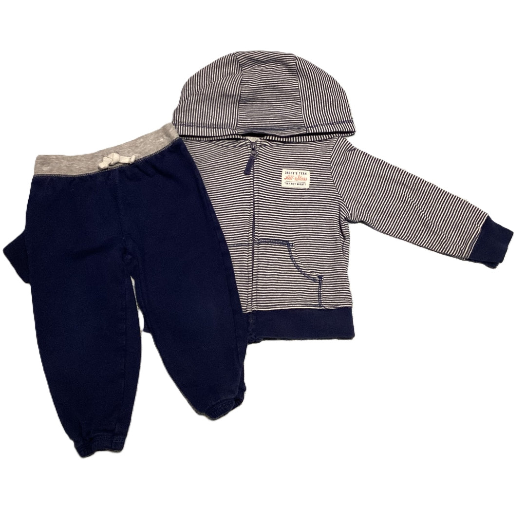 9-12 Boys Carter's Lightweight Navy Striped Sweatshirt, Carter's Leggings