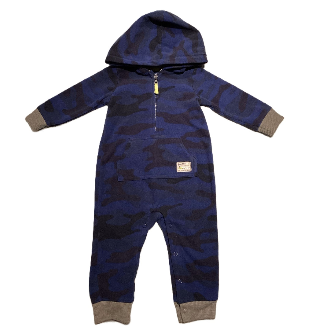 9-12 Boys Carter's Blue Camo Fleece Hooded One Piece