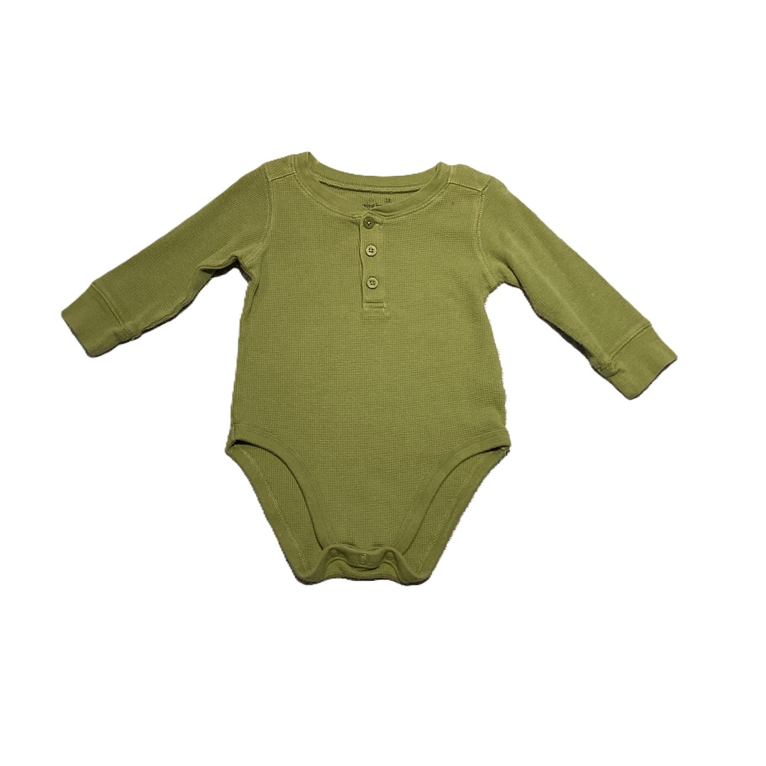 9-12 Boys Jumping Beans Lime Green Long Sleeve Thermal Onesie