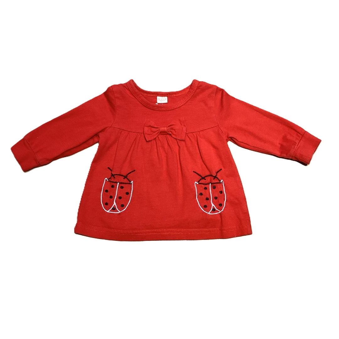 12-18 Girls Red Lady Bug Pocket Top