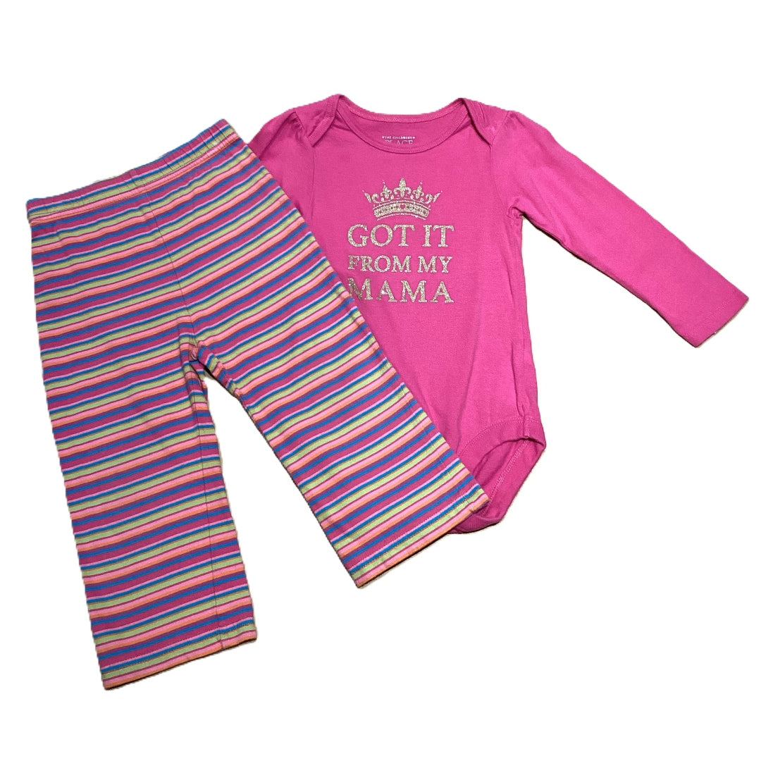 18-24 Girls The Children's Place Long Sleeve Got it From my Mama Onesie, Okie Dokie Pants