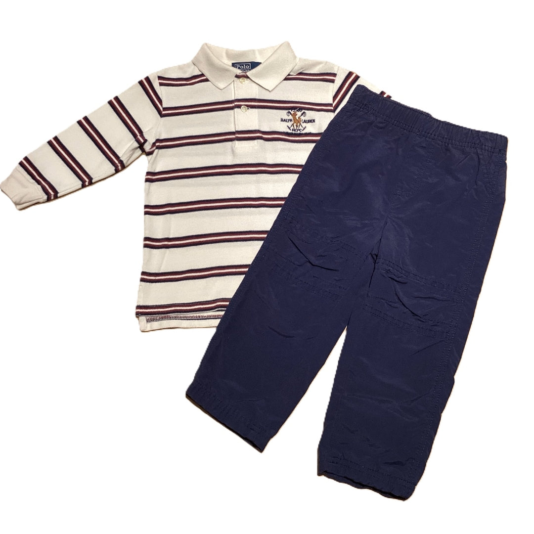 18-24 Boys Polo Striped Shirt, Jumping Bean Pants