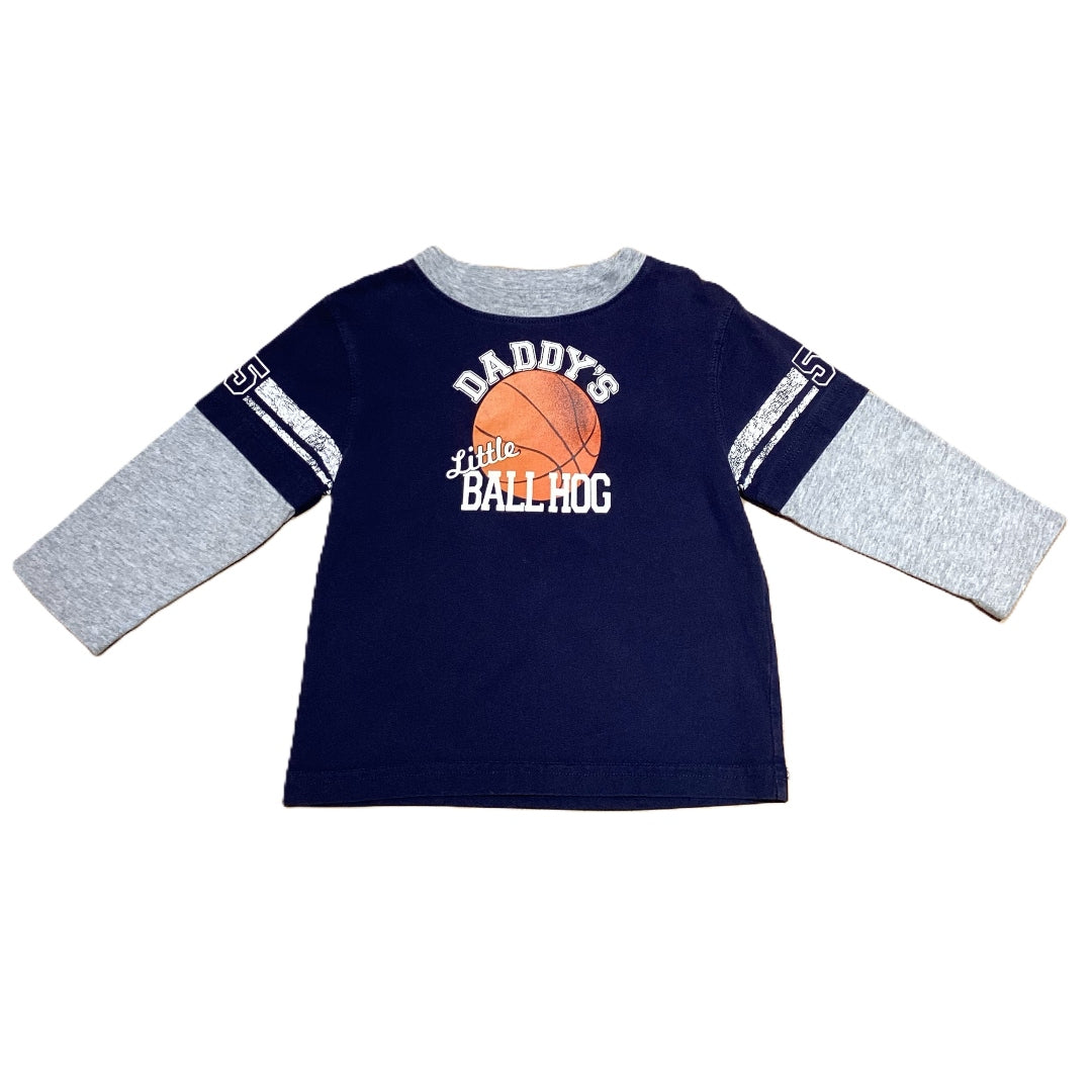 18-24 Boys Okie Dokie Layered Long Sleeve Daddy's Little Ball Hog Tshirt