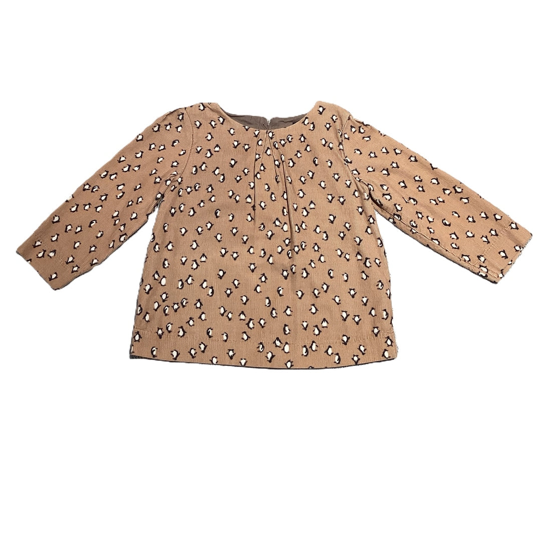 2T Girls Baby Gap Brown Corduroy Shirt w/Penguins