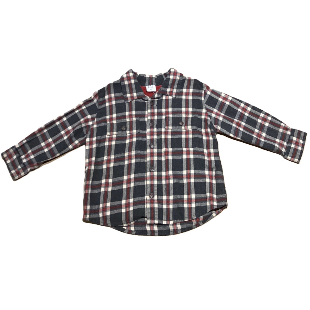 2T Boys Baby Gap Red Gray Plaid Flannel Shirt