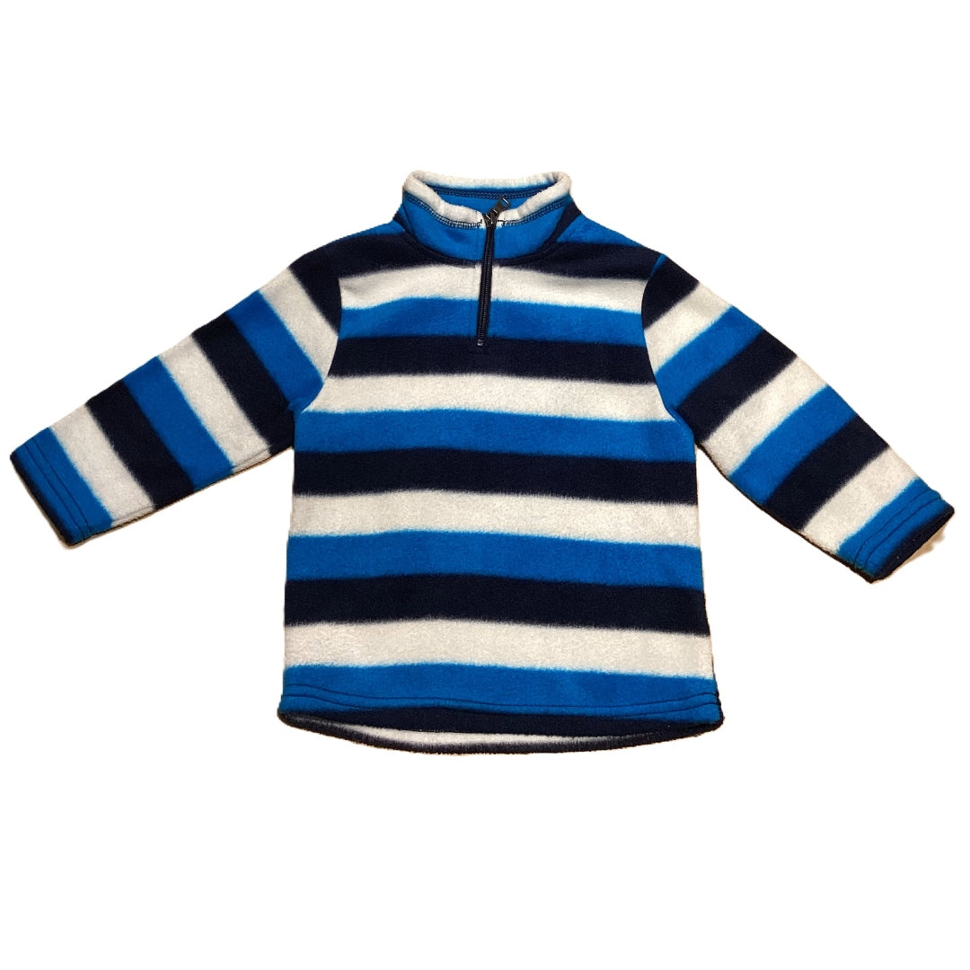 2T Boys 1989 Fleece Half Zip Blue and White Striped Sweatshirt
