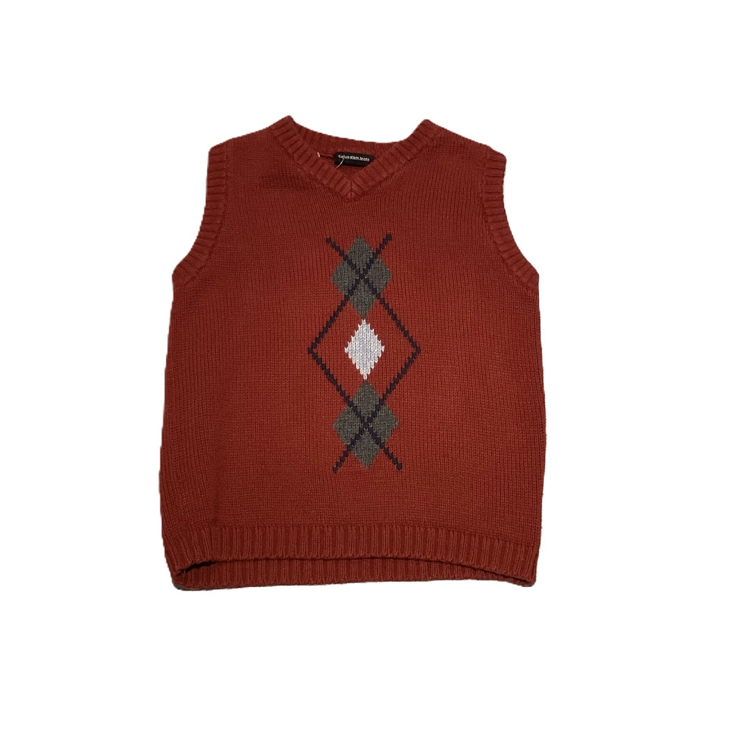 3T Boys Calvin Klein Dark Red Argygle Sweater Vest