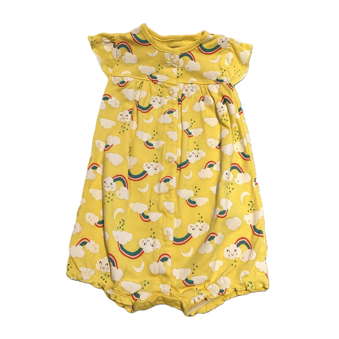 18-24 Girls Carter's Yellow with Rainbow Button Down Onesie