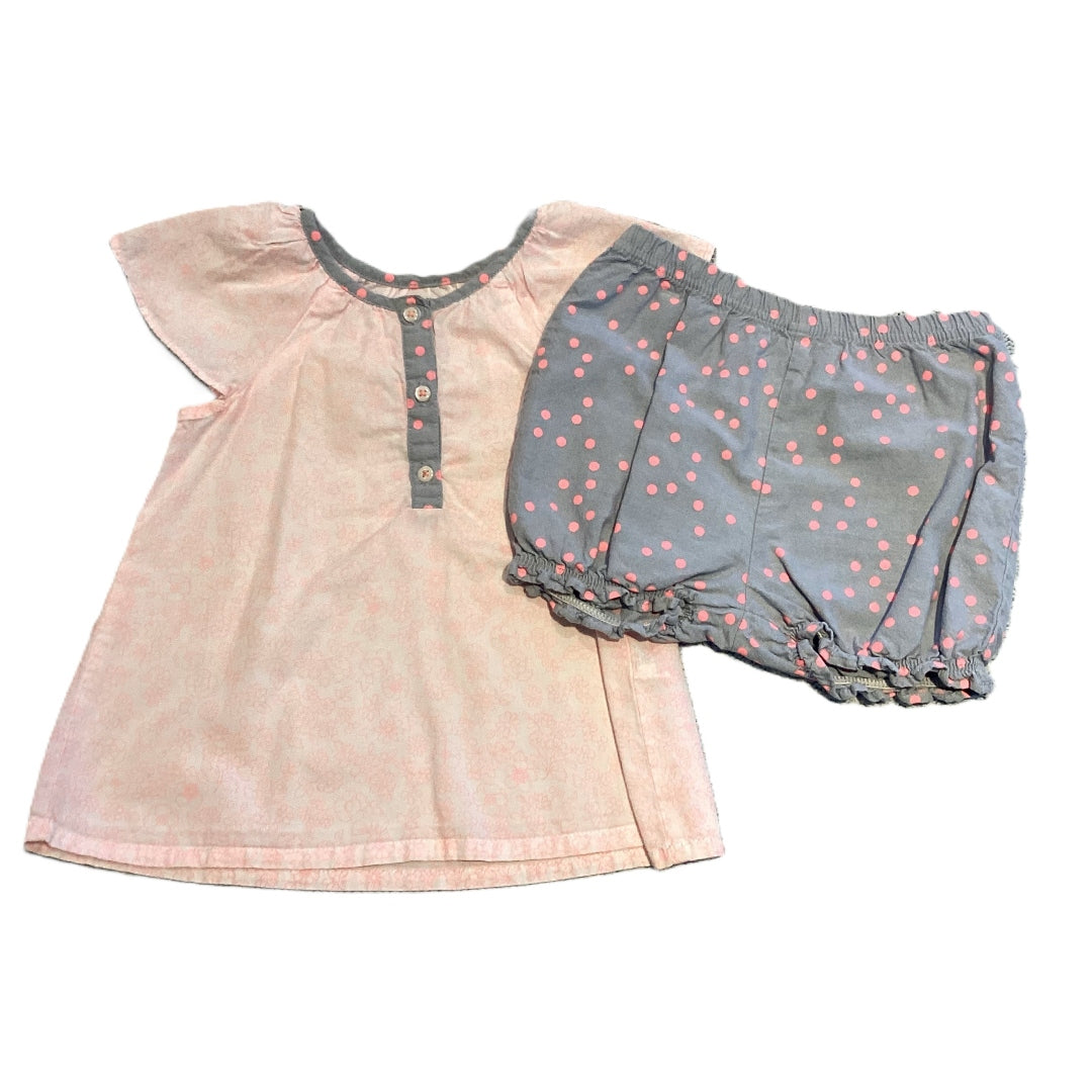 18-24 Girls Carter's Pink and White Shirt with Chambray and Pink Polka Dot Pants