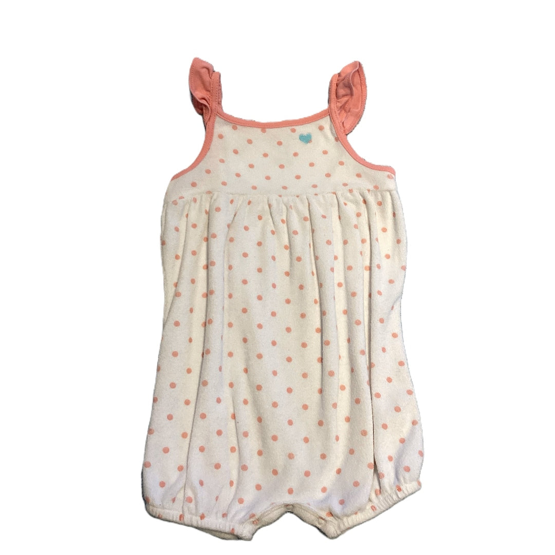 18-24 Girls Carter's White Terry Cloth Polka Dot Bubble Onesie