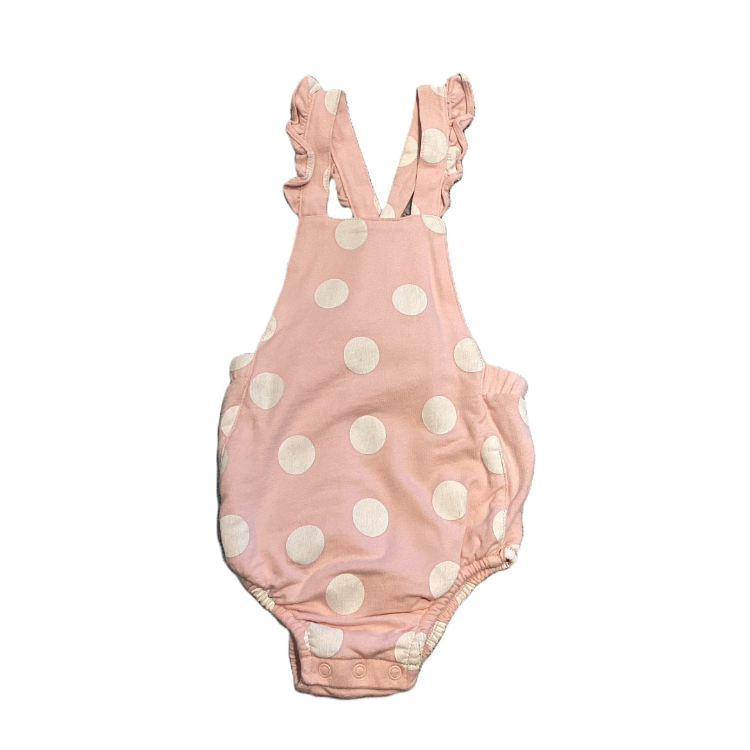 18-24 Girls Carter's Light Pink and White Polka Dot Bubble Overalls