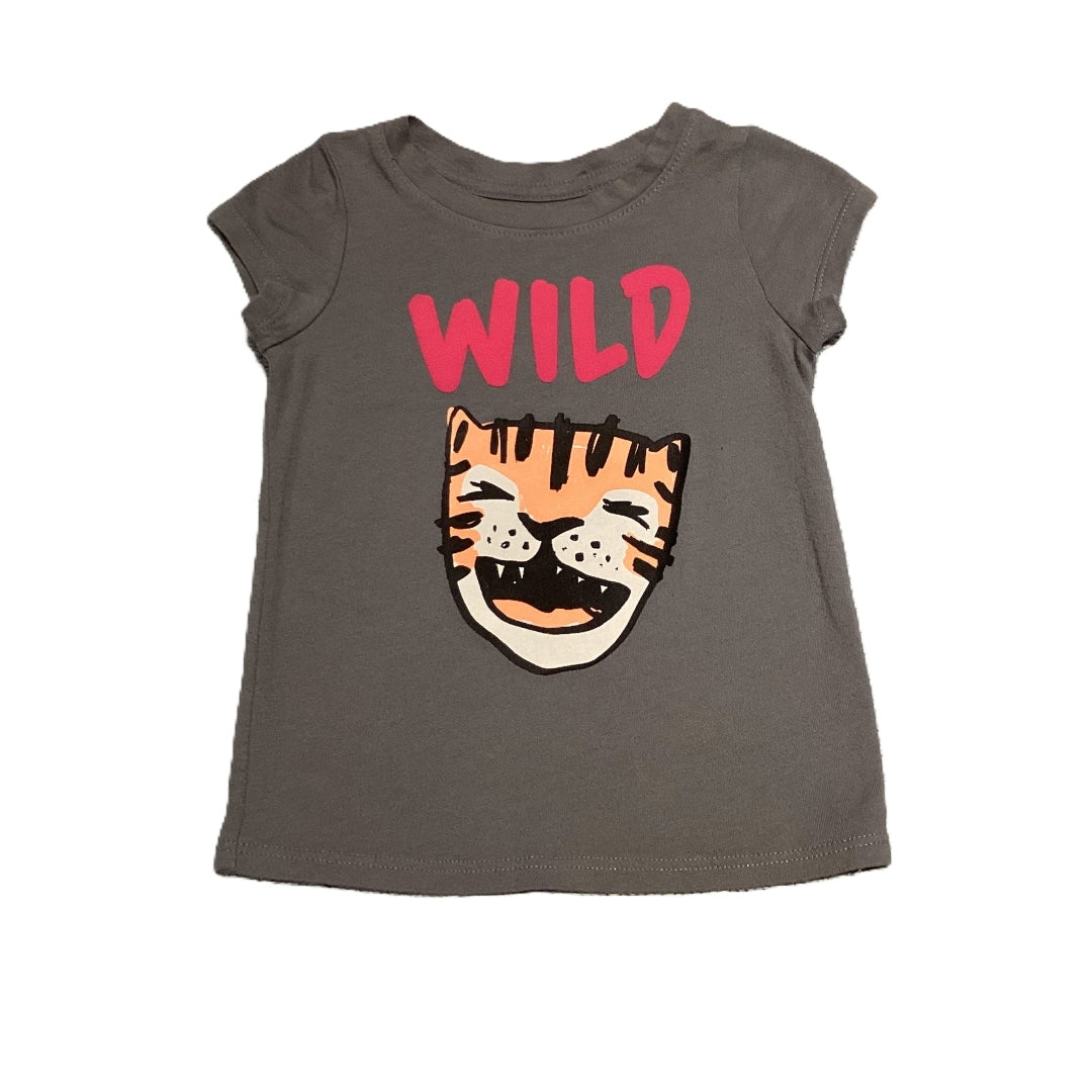 9-12 Girls Cat & Jack Dark Gray w/Tiger Wild Tshirt