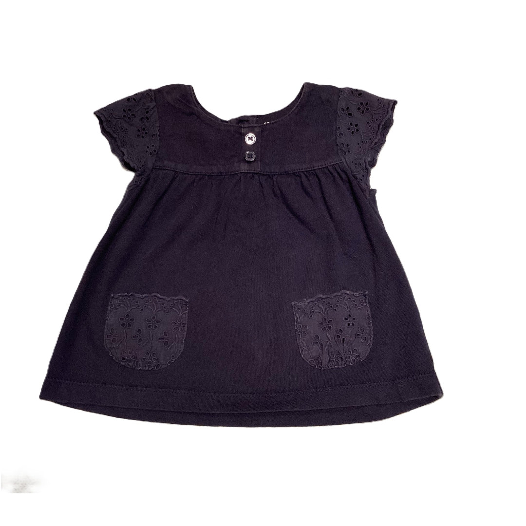 9-12 Girls Carter's Navy Embroidred Sleeve Button Shirt