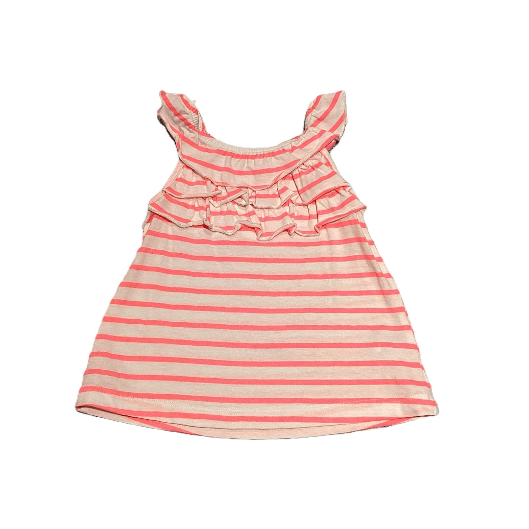 9-12 Girls Carter's Ruffled White/Hot Pink Tank Top