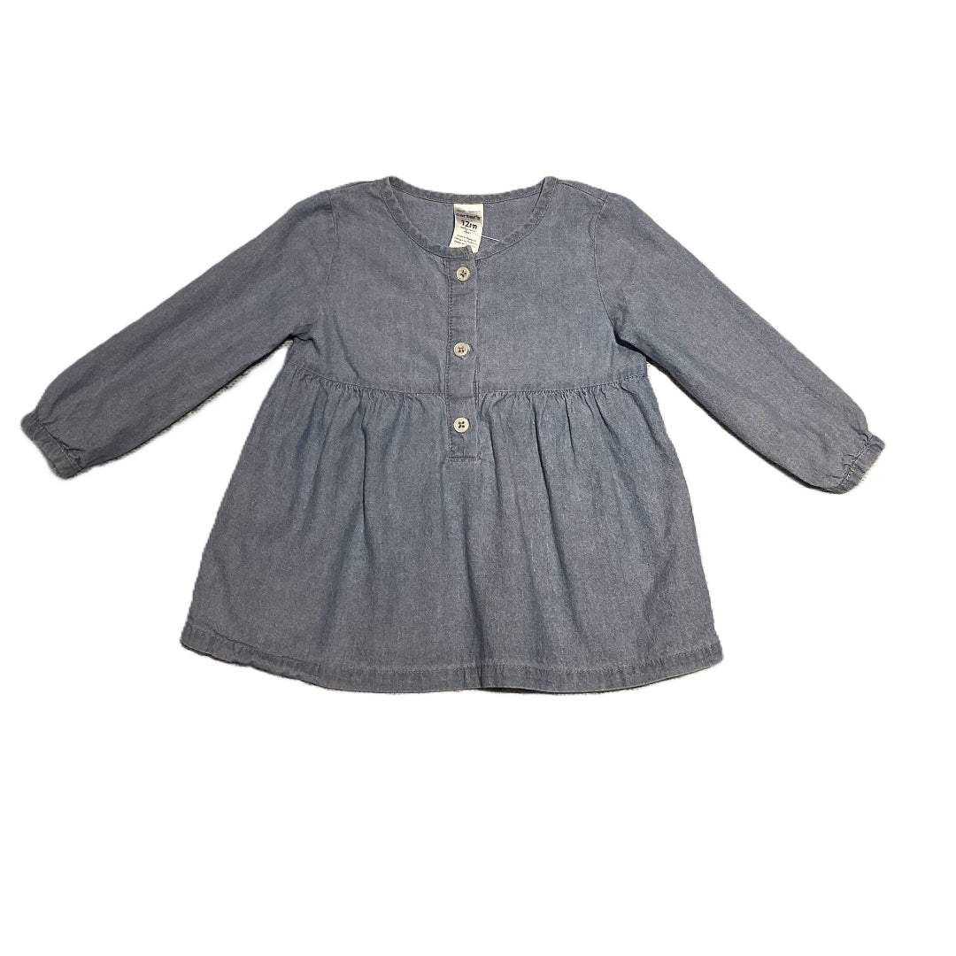 9-12 Girls Carter's Chambray Long Sleeve Shirt w/Buttons