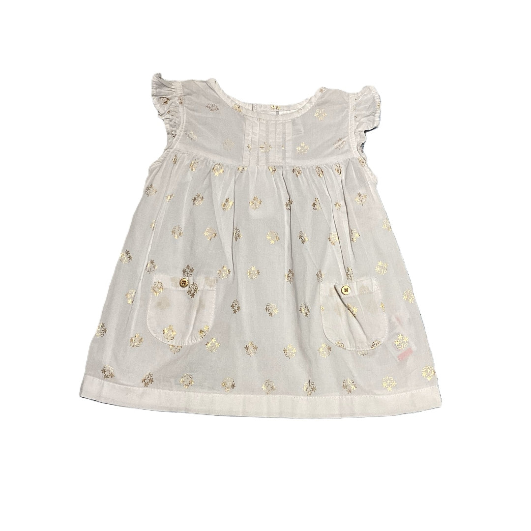 9-12 Girls Carter's White Blouse w/Gold Floral Accents