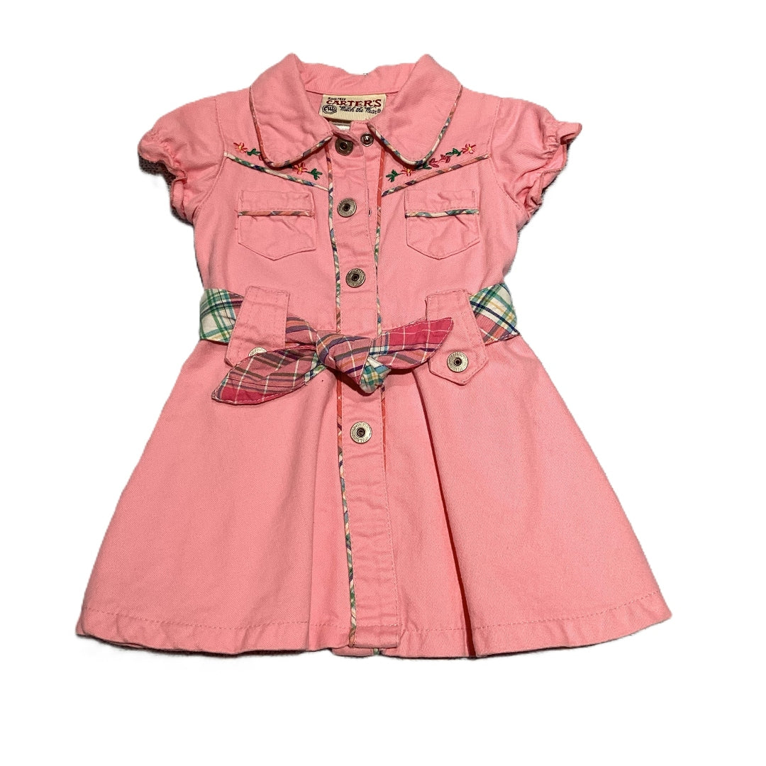 9-12 Girls Carter's Dark Pink Vingtage Dress w/Plaid Belt