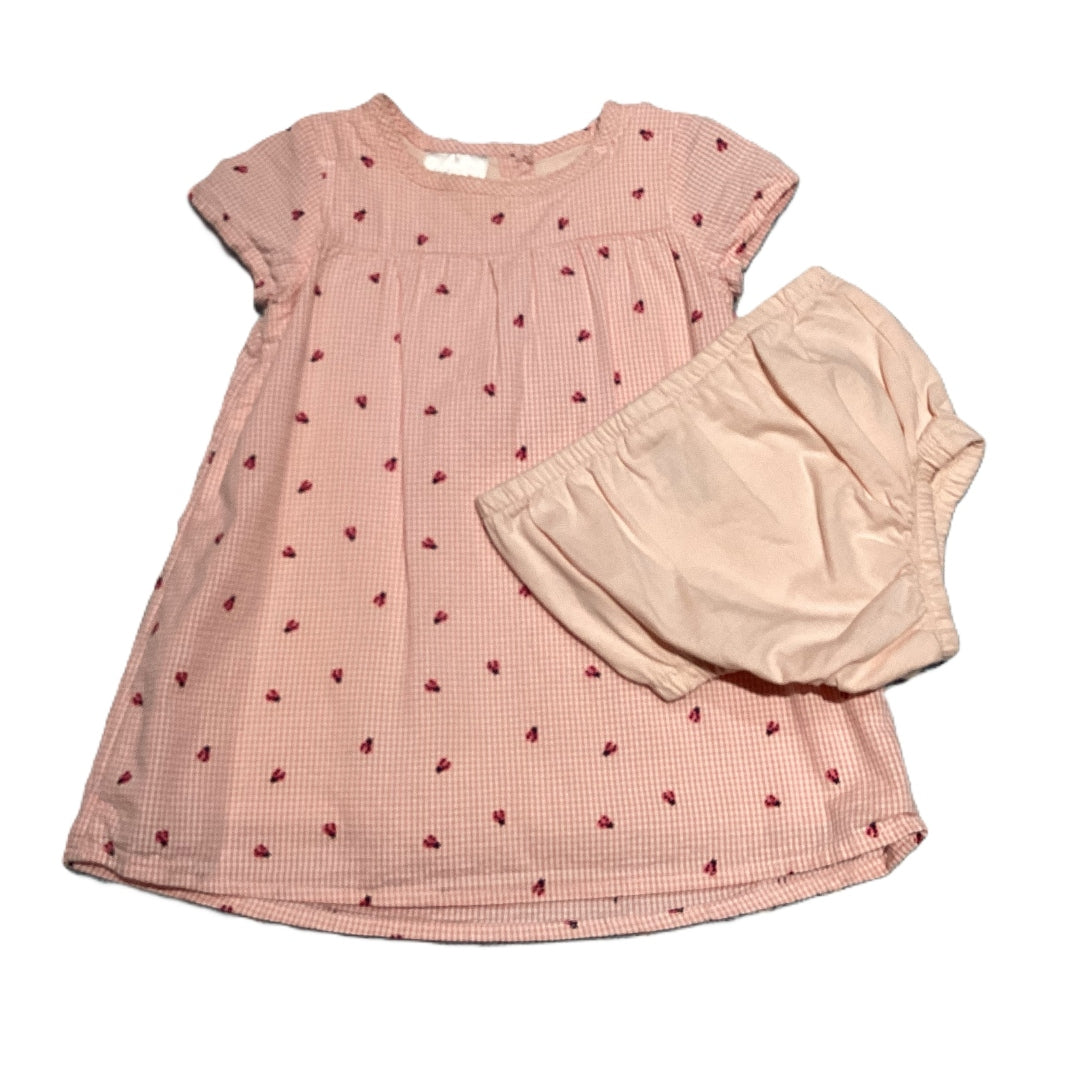 9-12 Girls Little Wonders Pink Seersucker Dress w/Lady Bugs