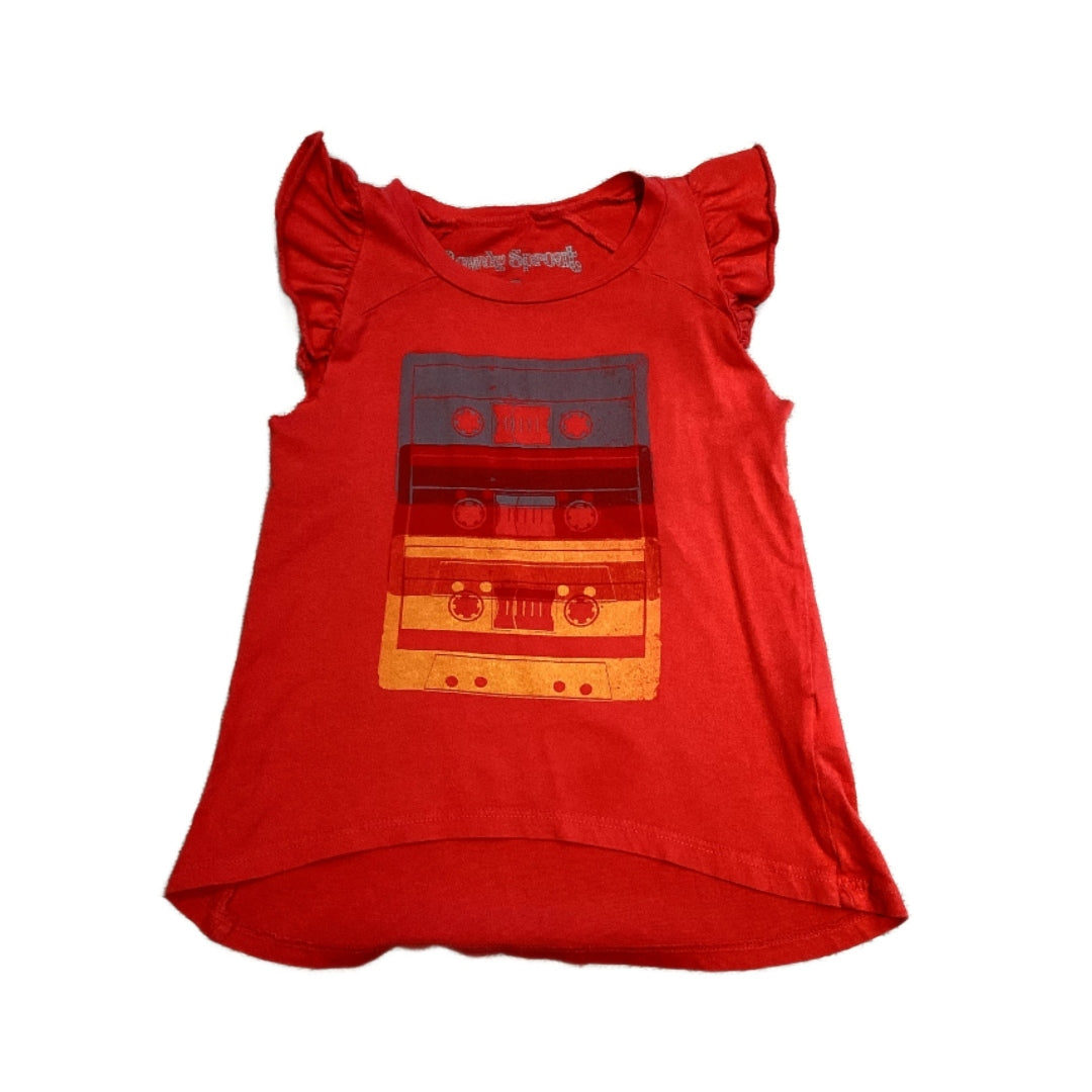 2T Girls Rowdy Sprout Red High-Low Shirt with Cassettes