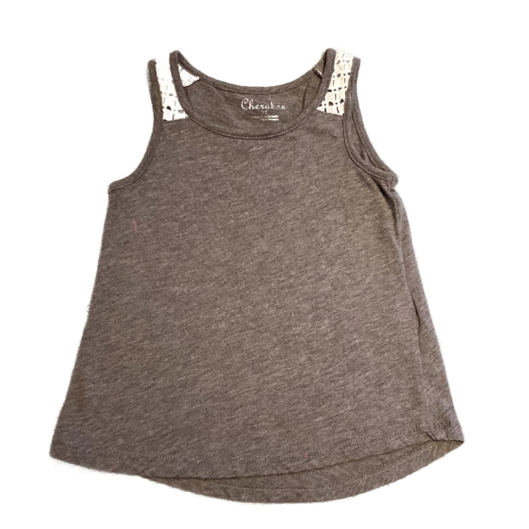2T Girls Cherokee Gray Tank Top with White Lace Detail