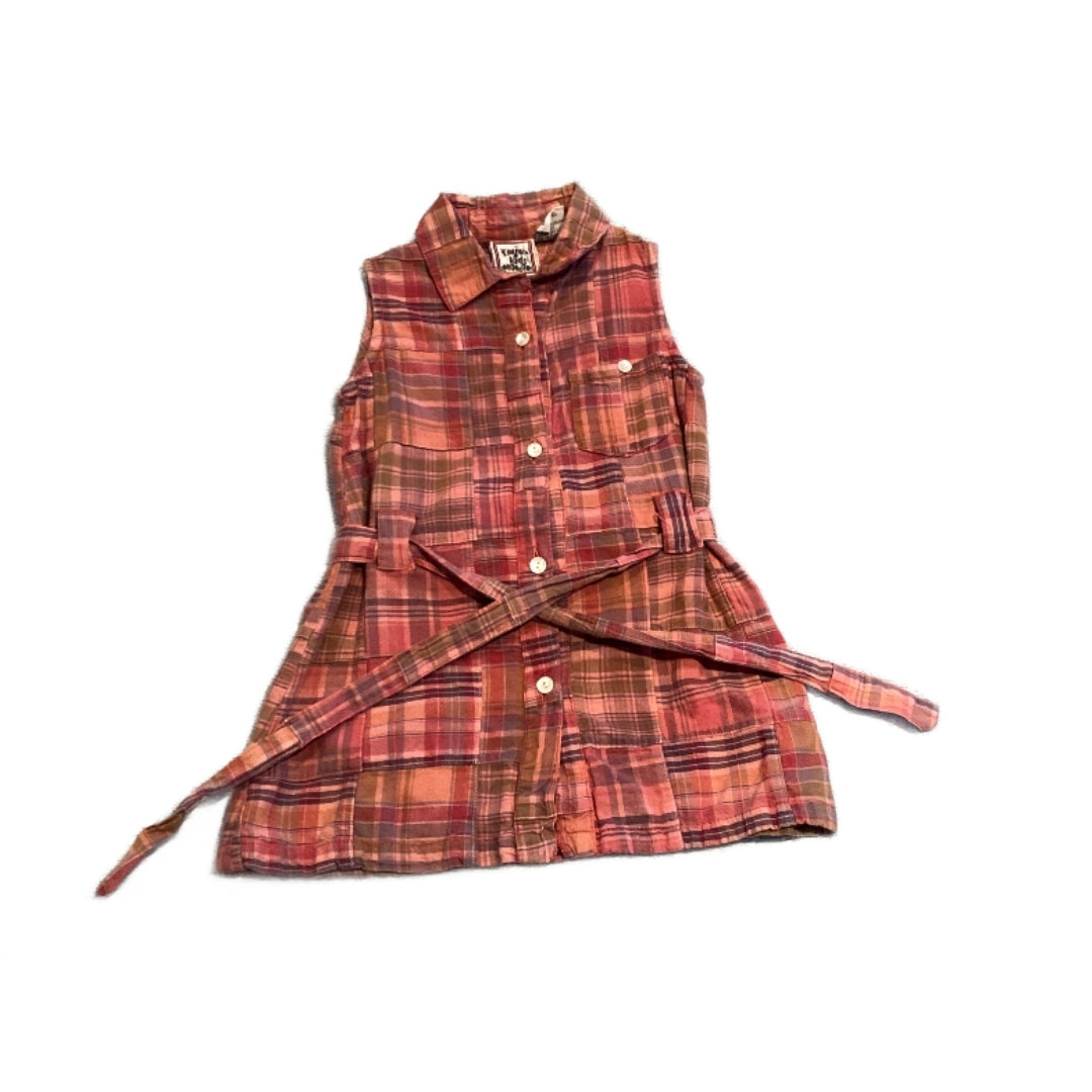 2T Girls Cotton Kids Plaid Dress with Front Tie