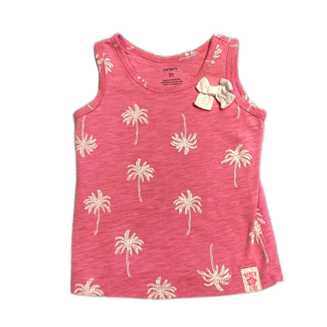 2T Girls Carter's Pink Palm Tree Tank Top