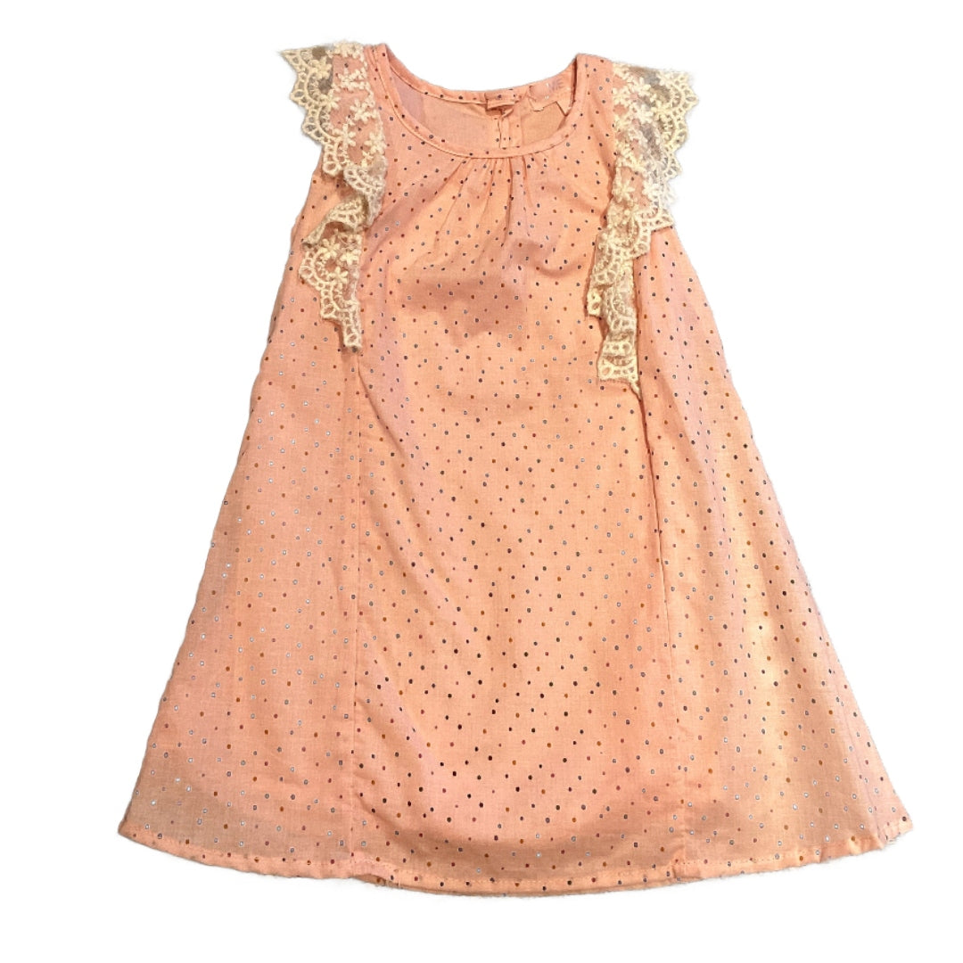 2T Girls Mila & Emma New Pink Polka Dot with Lace Detail Dress
