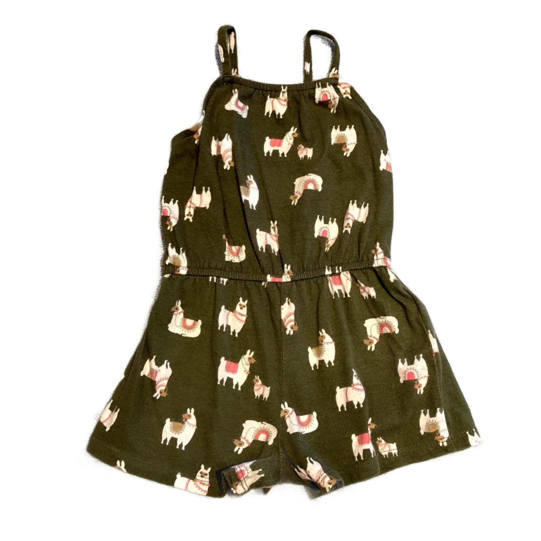 2T Girls Old Navy Green Llama Romper