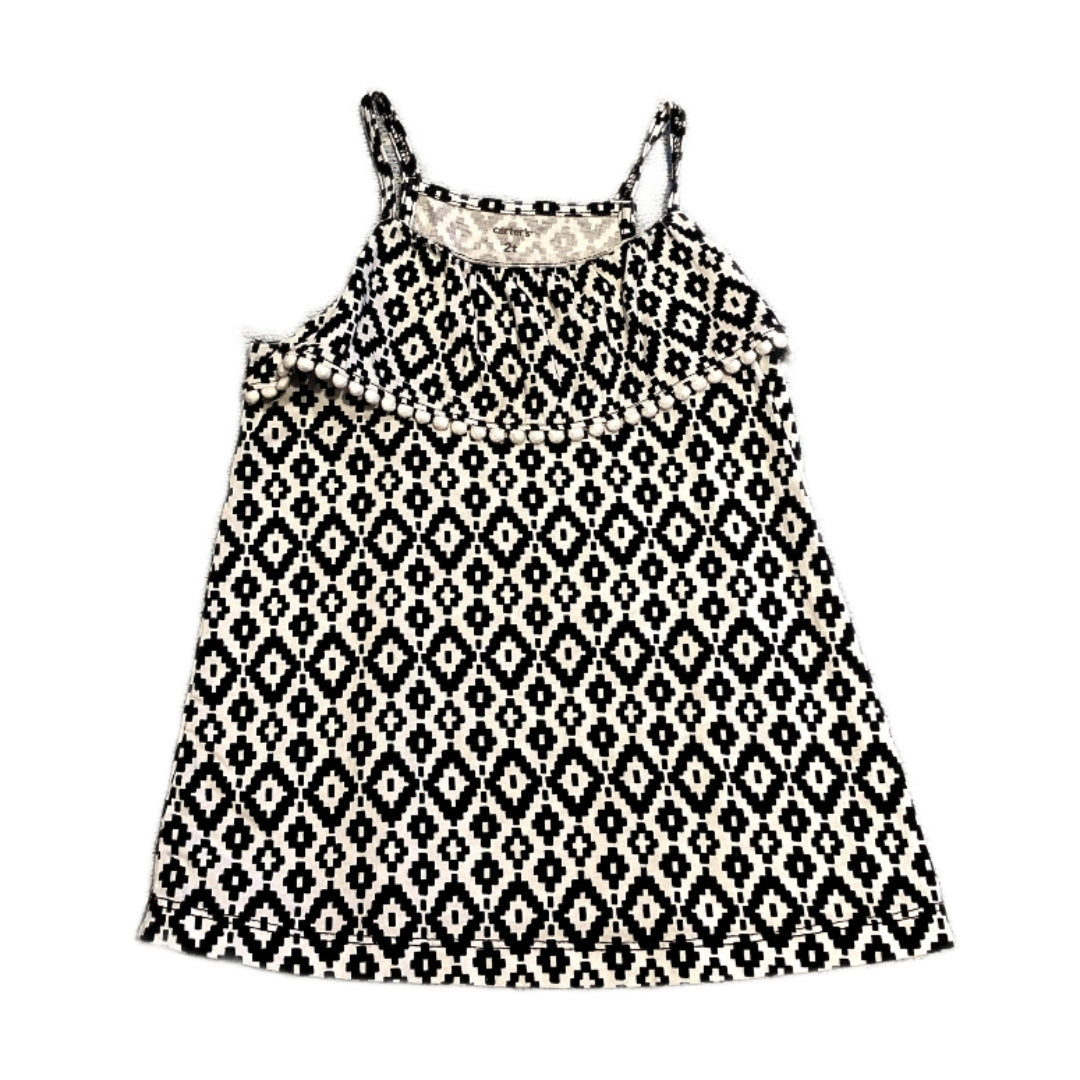 2T Girls Carter's Black and White Tank Top