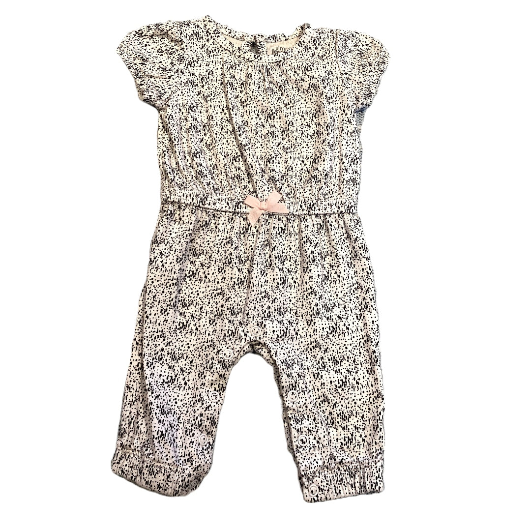 0-3 Girls Simple Joys White and Black Patterned Romper