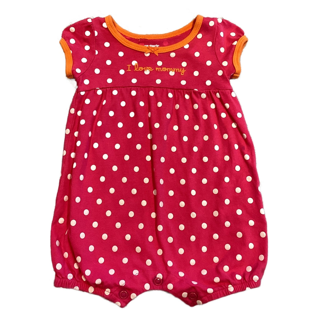 0-3 Girls Carter's Pink and Orange Polka Dot I Love Mommy Bubble Onesie