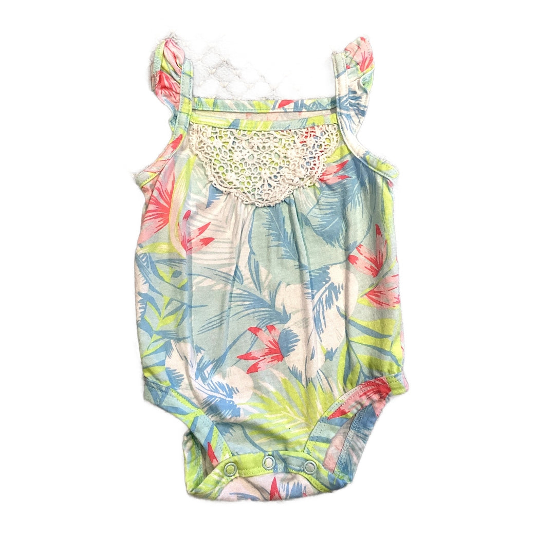 0-3 Girls Carter's Tropical Floral Tank Top One Piece with Lace Detail