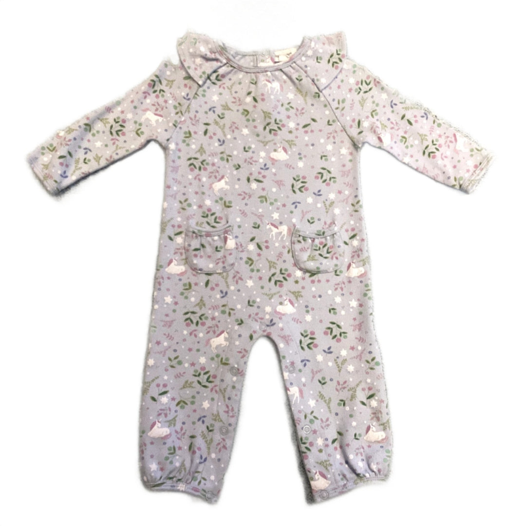 3-6 Girls Angel Dear Purple Unicorn Printed Romper