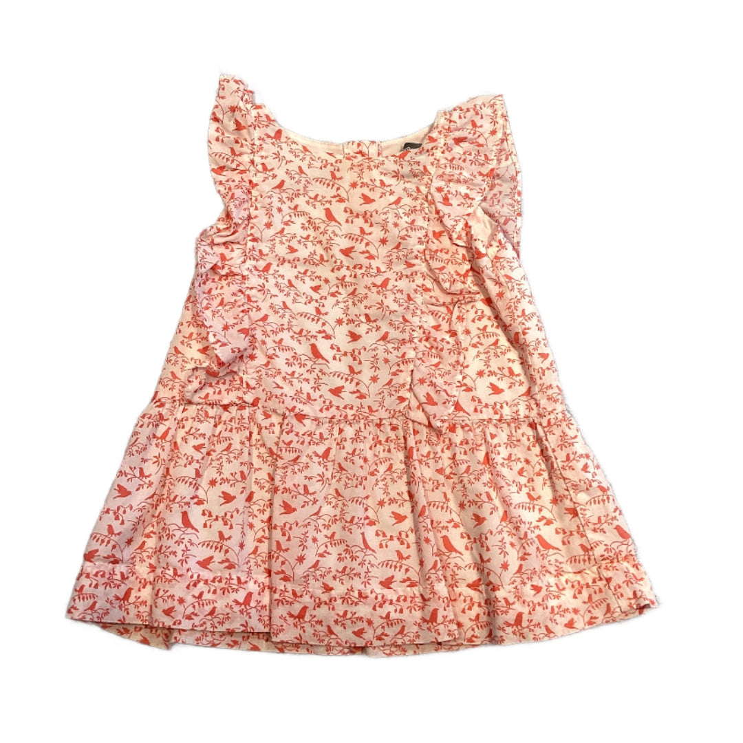 3-6 Girls Baby Gap White and Orange Bird Dress