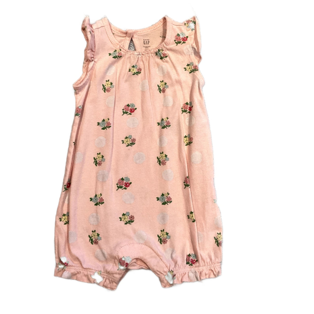 3-6 Girls Baby Gap Baby Pink Floral and Polka Dot Bubble Onesie