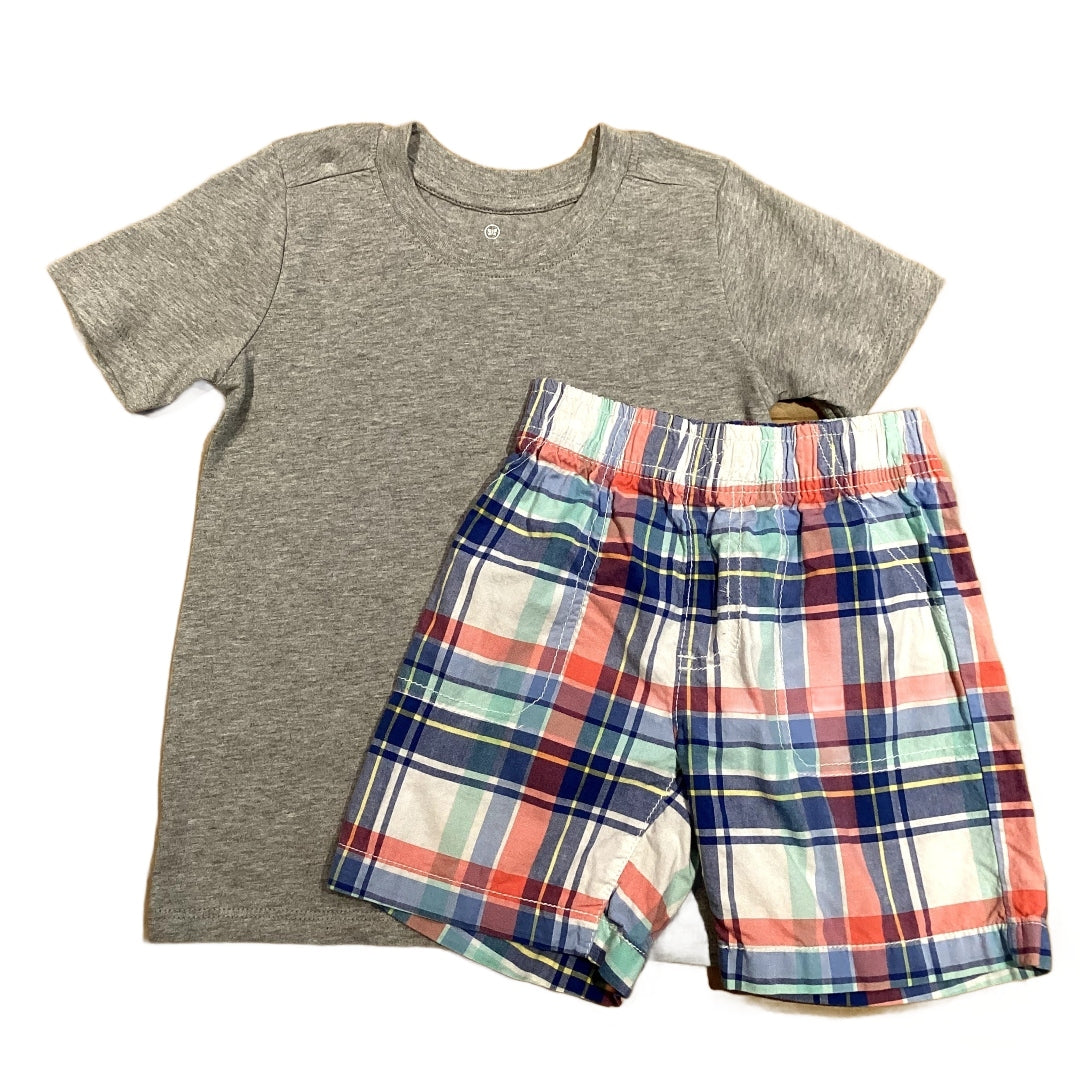 3T Boys Honest Gray Tshirt, Carter's Pastel Plaid Shorts