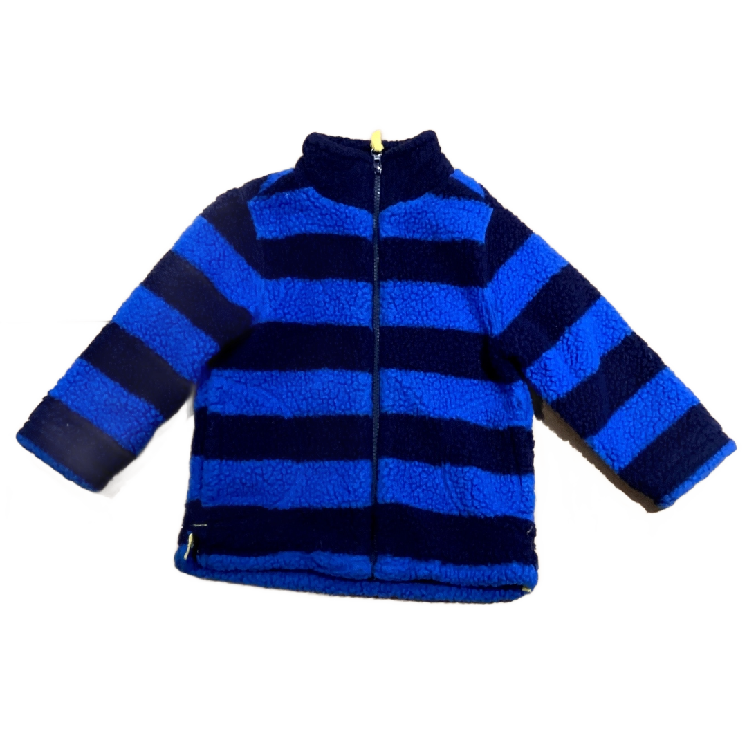 3T Boys Old Navy Navy/Royal Striped Sherpa Lined Fluffy Jacket