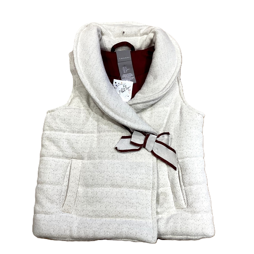 3T Girls Tahari Ivory Gold Flecked Puffer Jacket w/ Burgundy Accents
