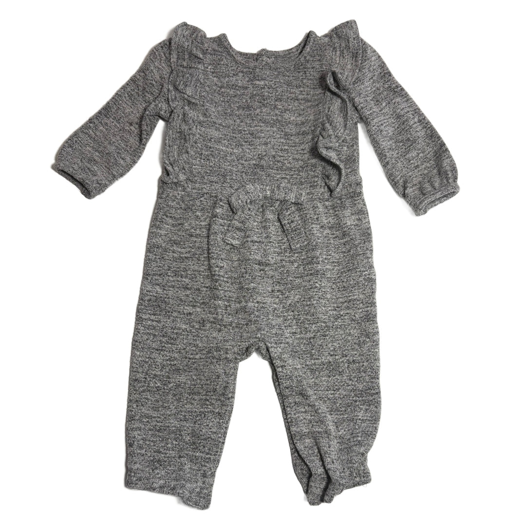 3-6 Girls Just One You Long Sleeve Gray Ruffle Romper