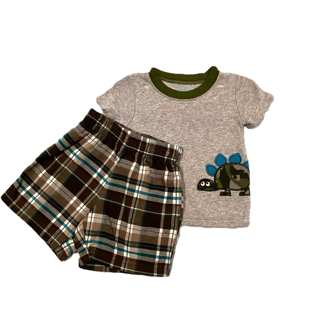 6-9 Boys Child of Mine Gray/Olive/Camo Dino w/Matching Shorts