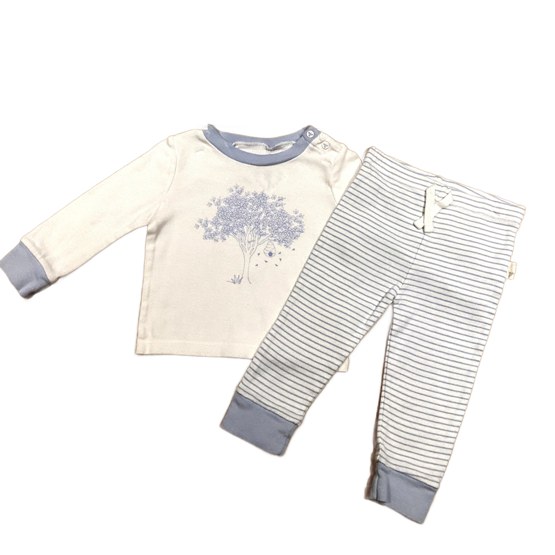 6-9 Boys Burt's Bees Ivory/Light Blue Organic Outfit