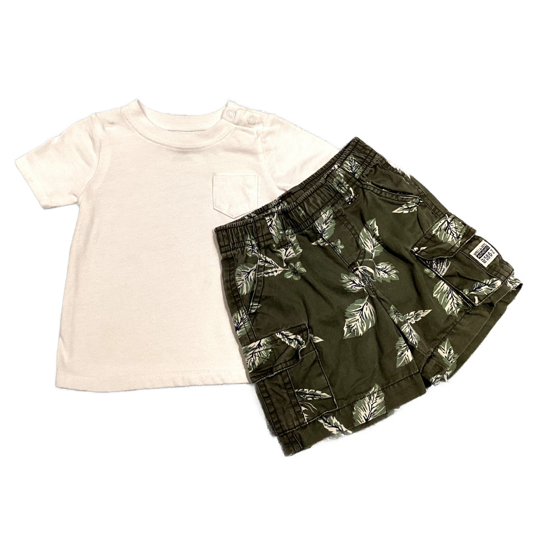 6-9 Boys Garanimals White Pocket Tshirt, Koala Kids Shorts w/Leaves