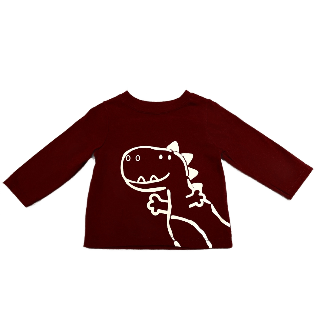6-9 Boys Garanimals Burgundy Dino Long Sleeve Shirt