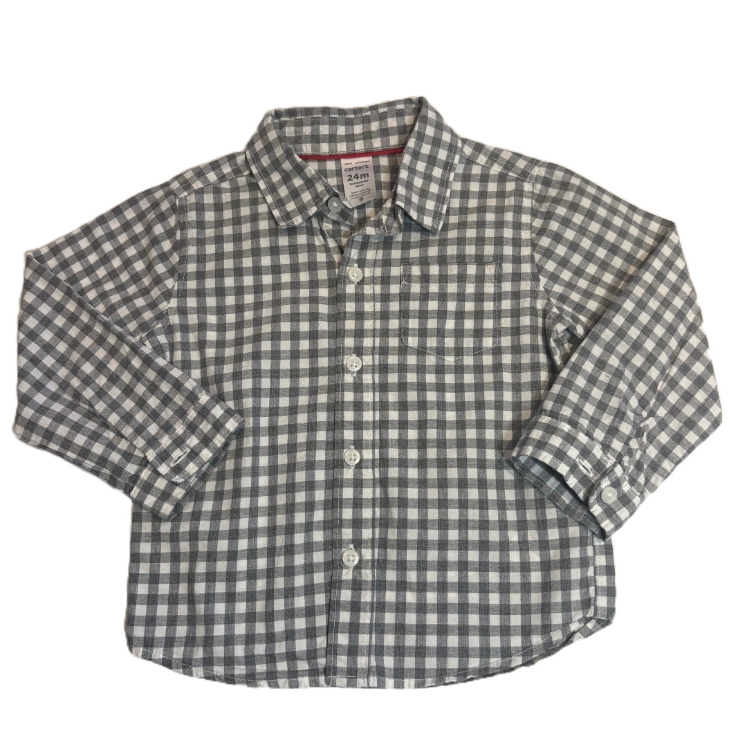 18-24 Boys Carter's Gray/White Plaid Button Down