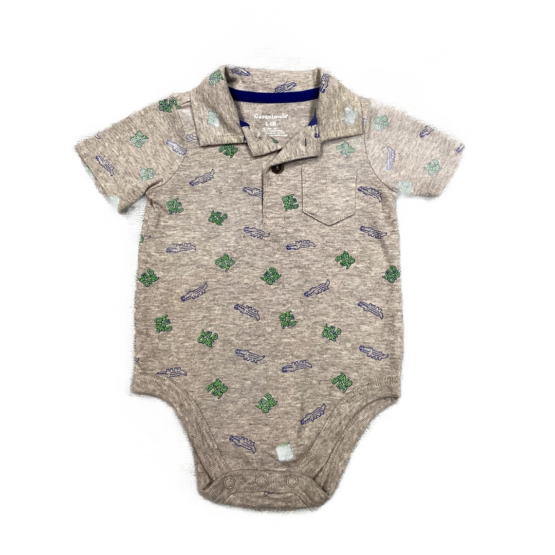 6-9 Boys Garanimals Gray Wild One Onesie