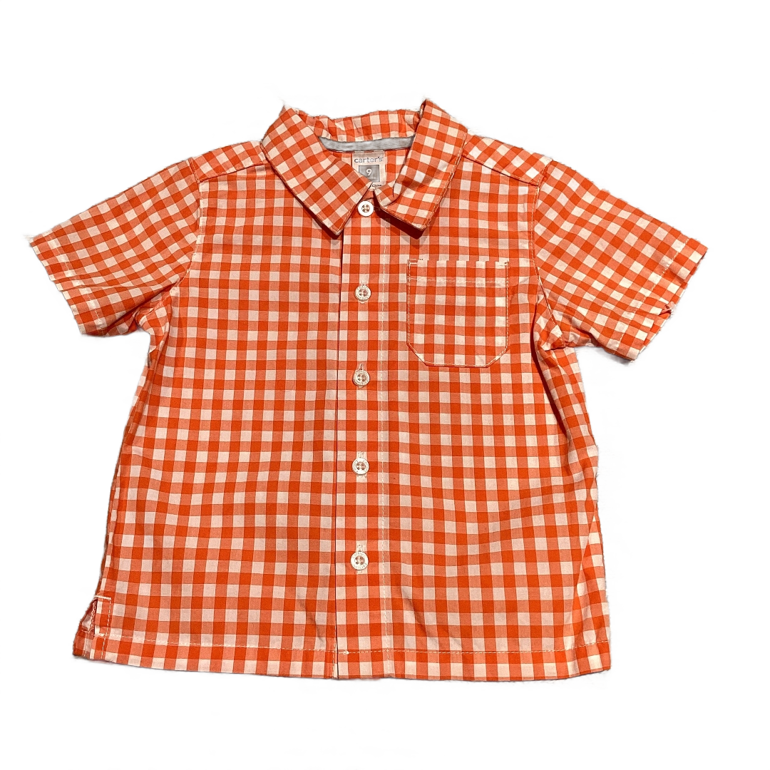6-9 Boys Carter's Orange/White Plaid Button Down Shirt