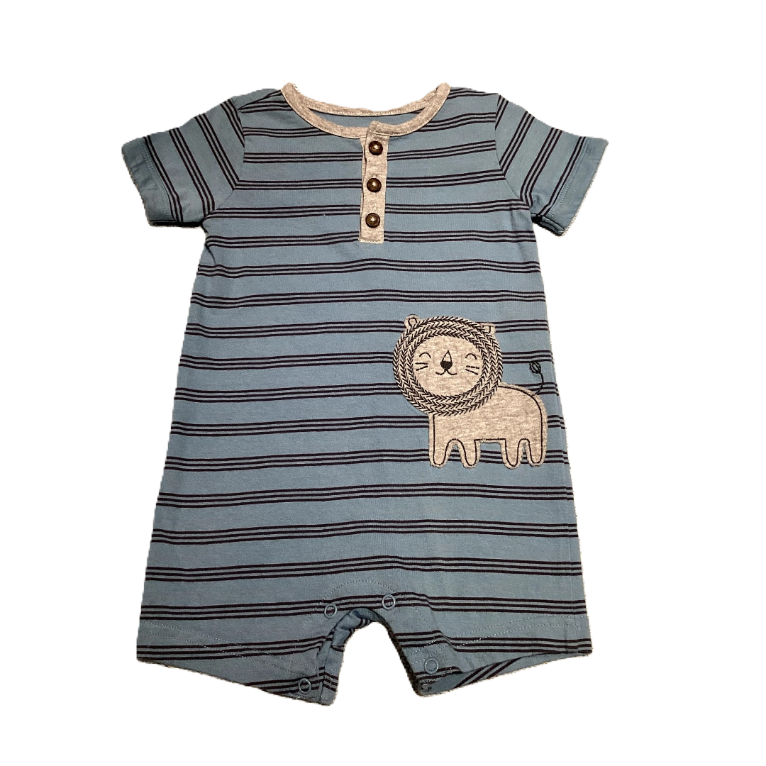 6-9 Boys Just One You Country Blue Striped Romper w/Lion