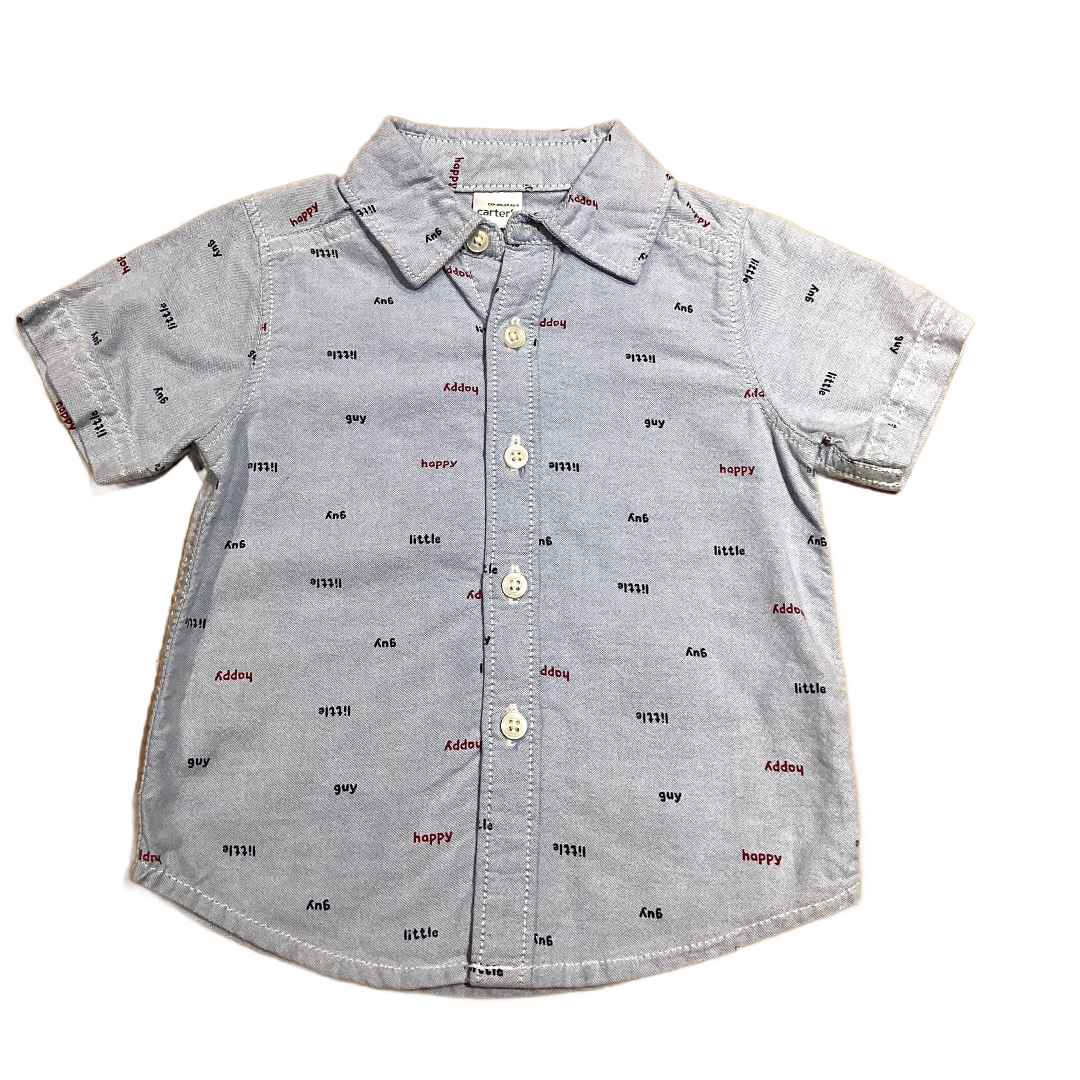 6-9 Boys Carter's Chambray Happy Little Guy Button Down Shirt