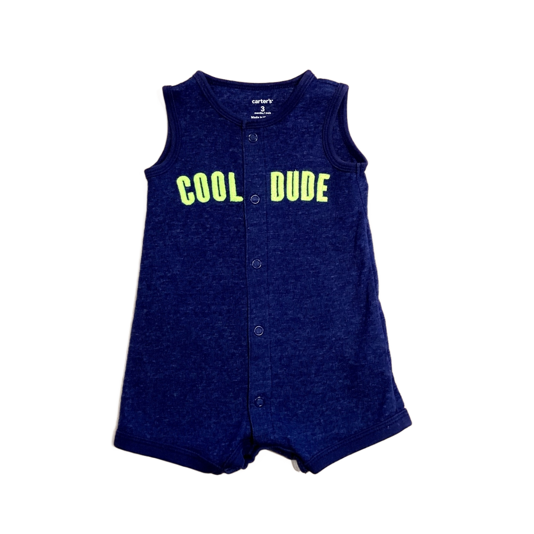 0-3 Boys Carter's Cool Dude Navy Blue Button Tank Top Onesie