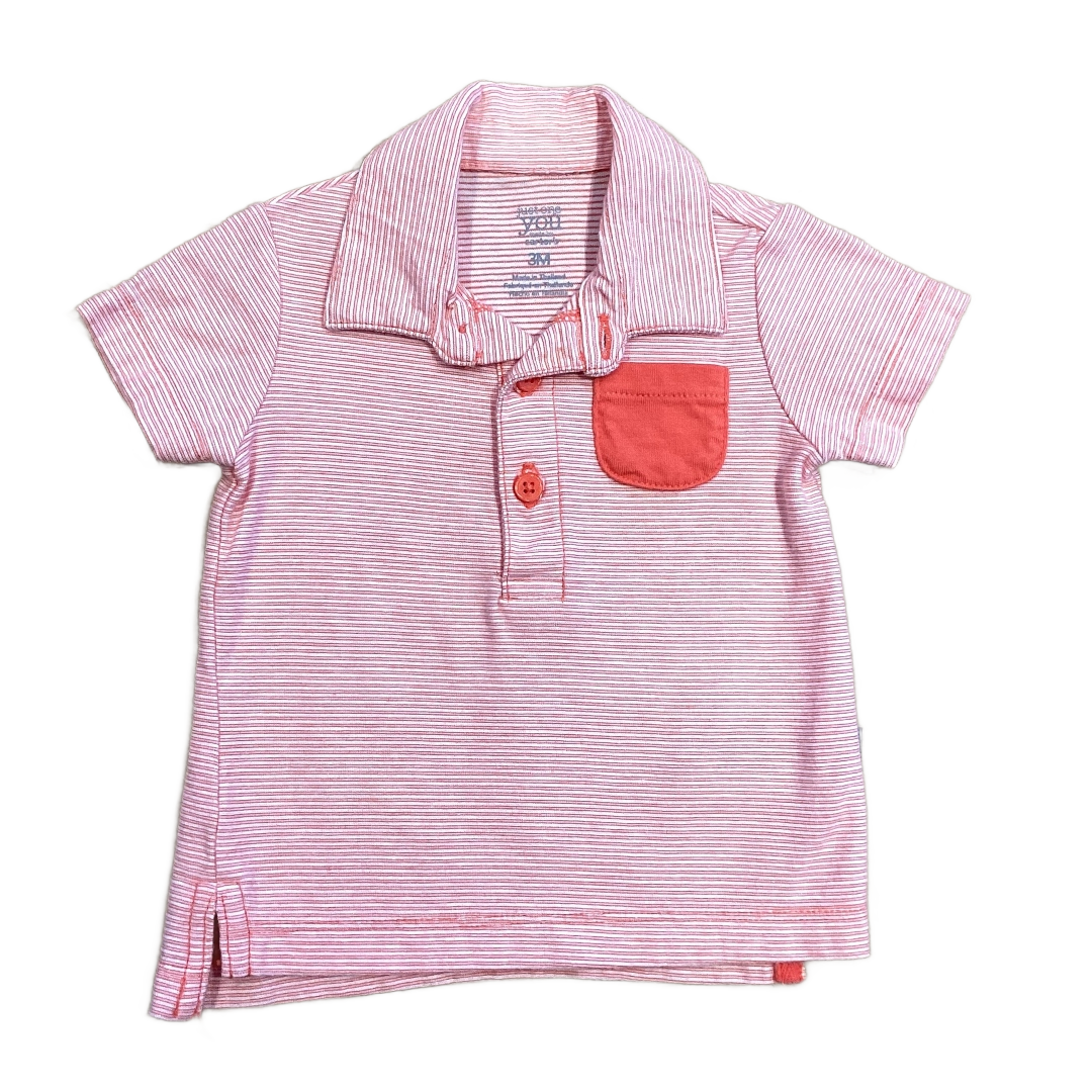 0-3 Boys Just One You Red and White Striped Polo with Red Pocket